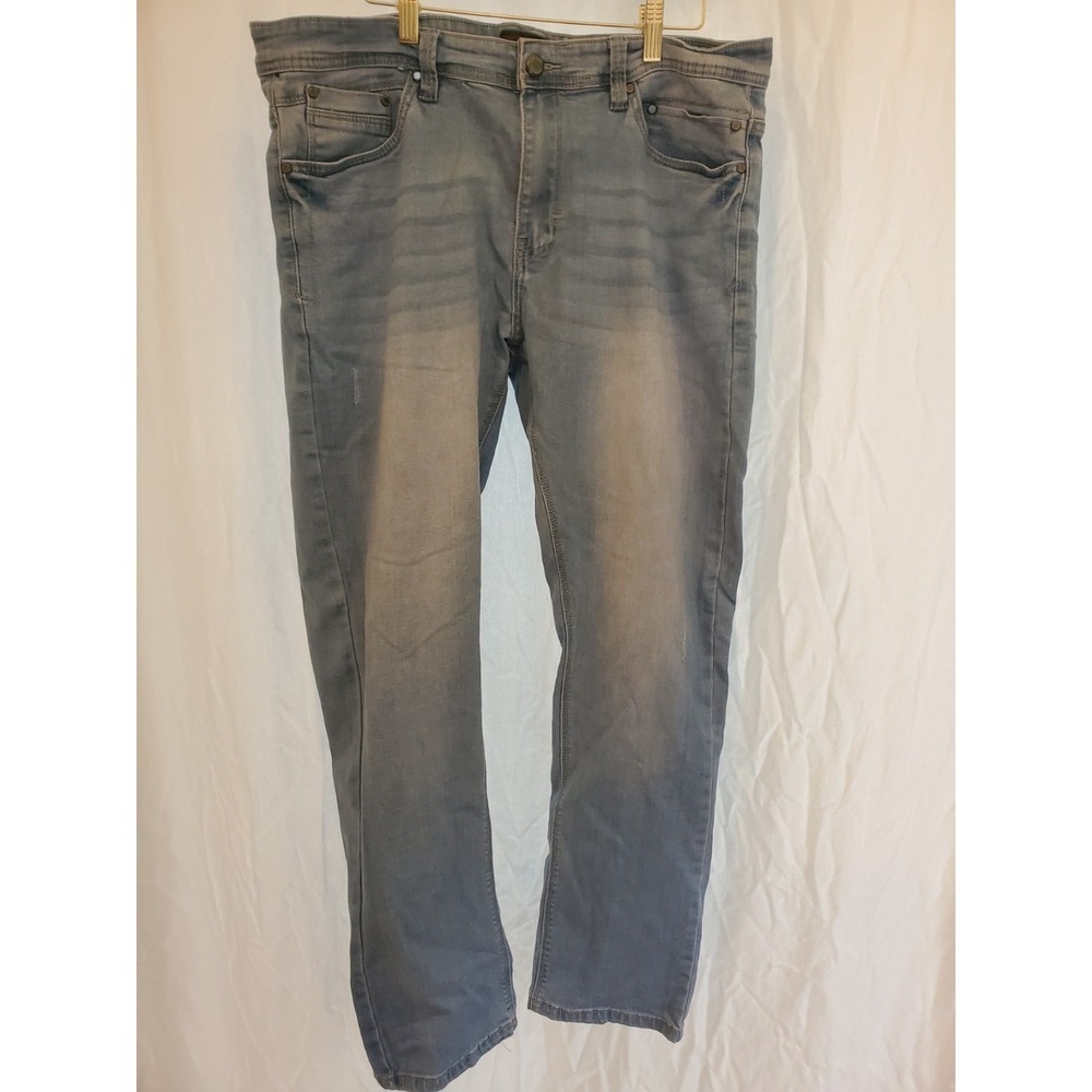 Steve's Jeans Mens 36x32 Light Wash Straight Leg Stretch Denim Pants Blue